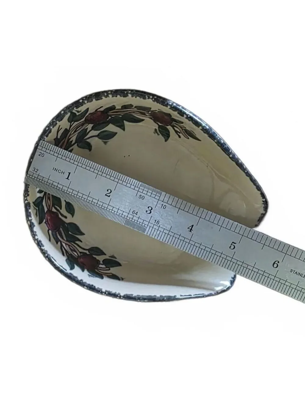 Vintage 2003 Home & Garden Stoneware Spoon Rest Apple Swag